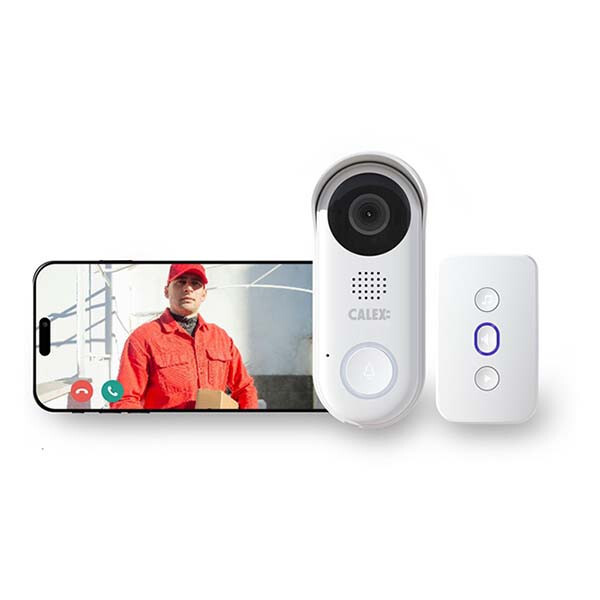 CALEX SMART DEURBEL BEDRAAD 4MP | INCL. GONG | AC ADAPTER | 4M KABEL | HOEKBEUGEL | ONVIF | GOOGLE/ALEXA STREAMING