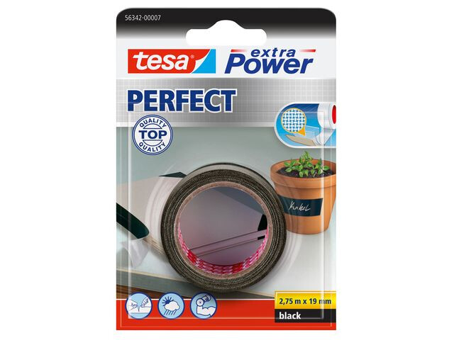 TESA EXTRA POWER© PERFECT 2.75M X 19MM ZWART